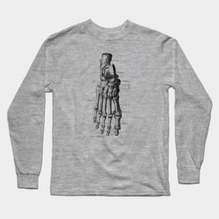 Right Foot Skeletal Diagram - Vintage Anatomy Long Sleeve T-Shirt